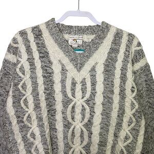 Vtg Arnold Palmer Sweater Mens S Varsity Cable Hand Knit Tennis Preppy Old Money